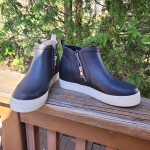 Steve Madden Wedgie RB Womens Rubber Flatform Black High Top  Sneakers Shoes 9